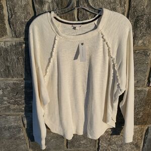 NWT Pilcro Cream Long Sleeve Top with Frayed Details